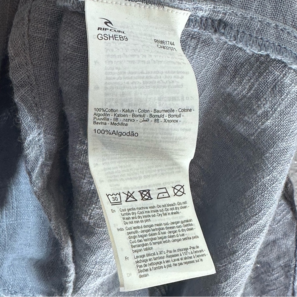 RIPCURL Women’s Blue Gray Surf Tunic Long Sleeve V-Neck Shirt Size Large Cotton - Picture 6 of 6